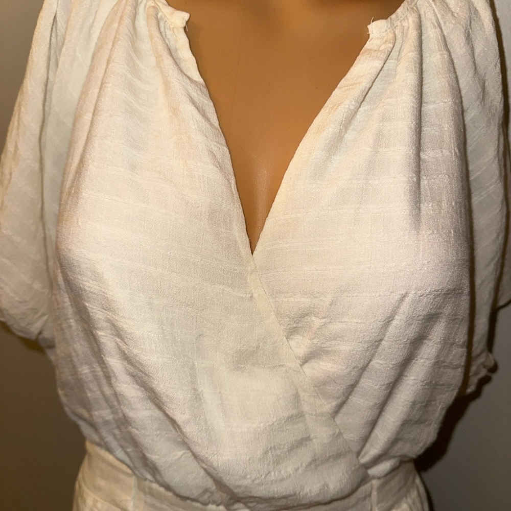 NWT Lulus Cream Color Short Sleeve Prairie Style Dress,‎ Size XL - Picture 2 of 11